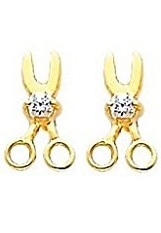 beautiful mini baby scissors cz screwback earrings